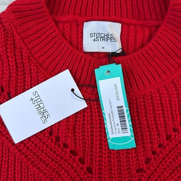 STITCHES&STRIPES
Coquetta Pointelle Sweater red size‎ M NWT - Picture 6 of 6